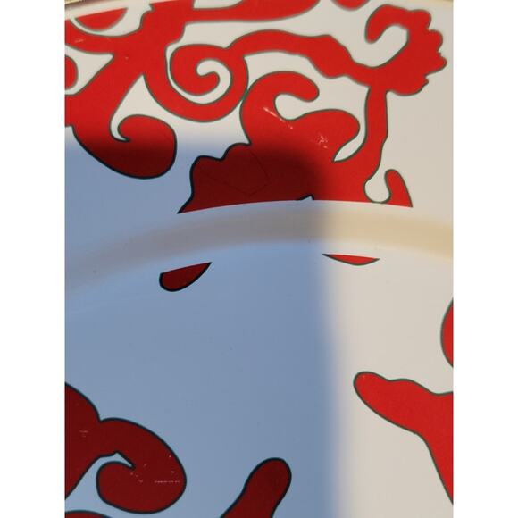 Golden Rabbit Red Abstract Swirl Enamelware Collector Plate 12.5" - Picture 10 of 10